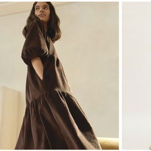 Everlane Tiered Corduroy Dress in Bitter Chocolate